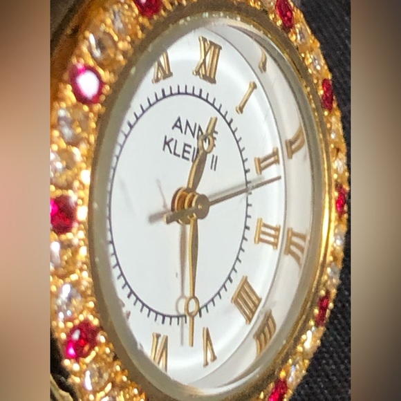 Anne Klein II Gold and Silver tone band round case cristal embedded in - Picture 2 of 12